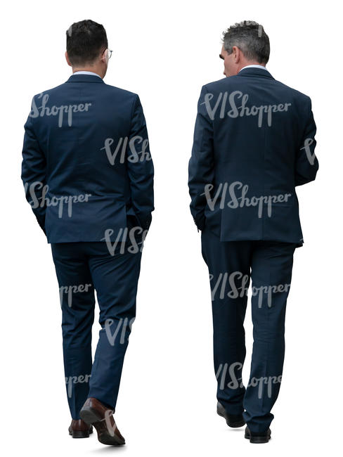 two businessmen walking and talking