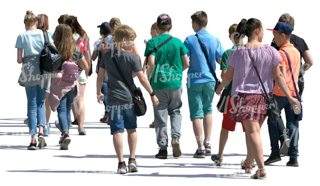 group of young people walking in the summer