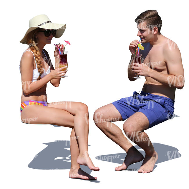 man and woman sitting in a beach cafe