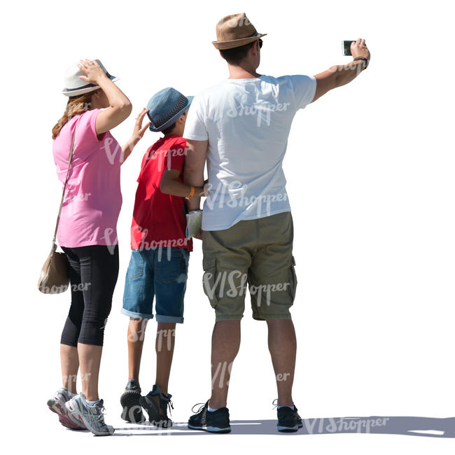 family of three taking a selfie