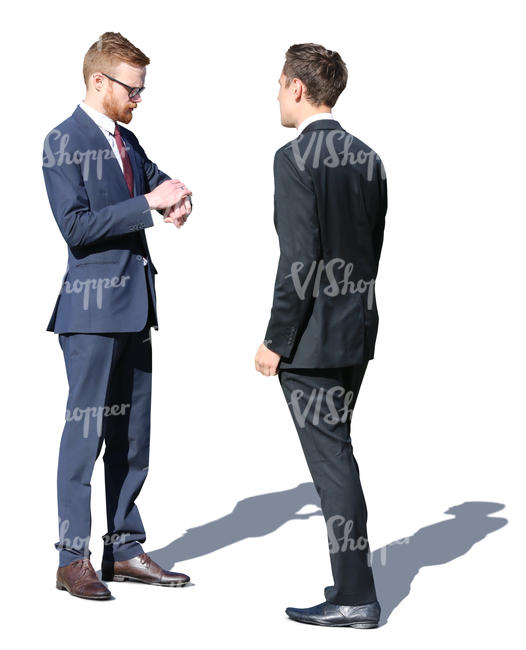 two young businessmen talking