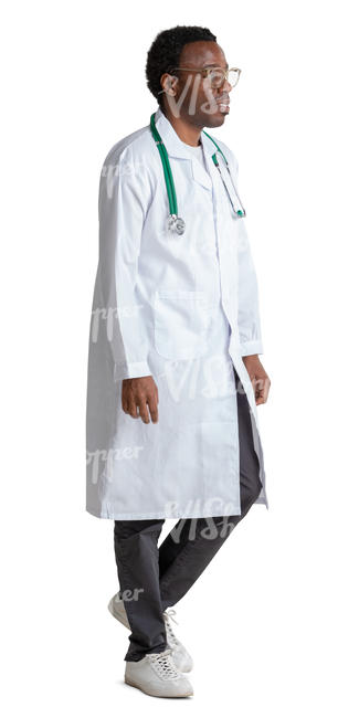 african-american doctor walking