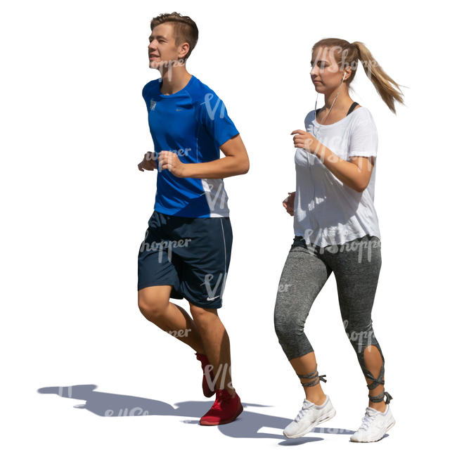 man and woman jogging