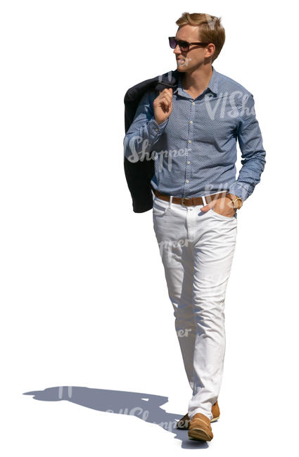 young stylish man walking on a summer day