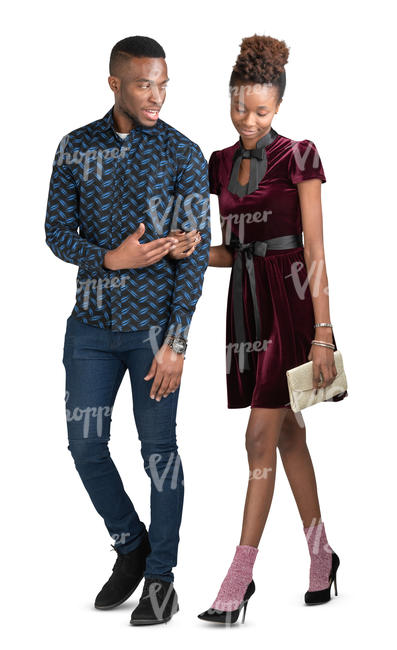 african couple walking arm in arm