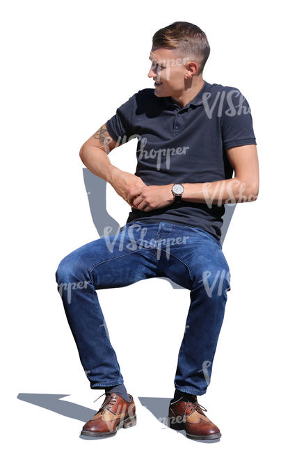 man sitting on a summer day