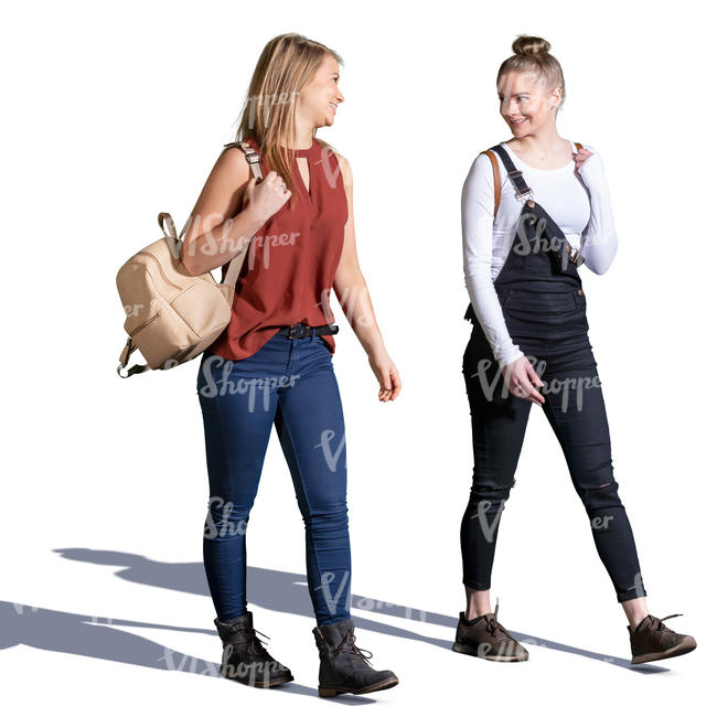 two teenage girls walking
