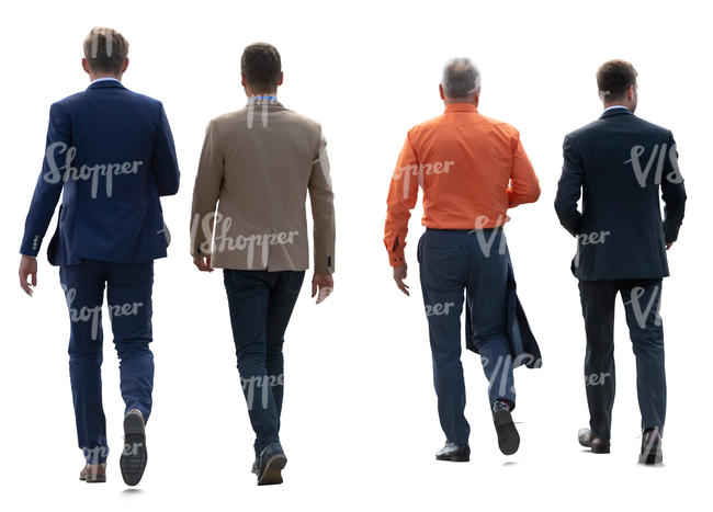four businessmen walking