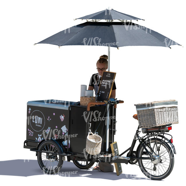 woman with an ice cream cart