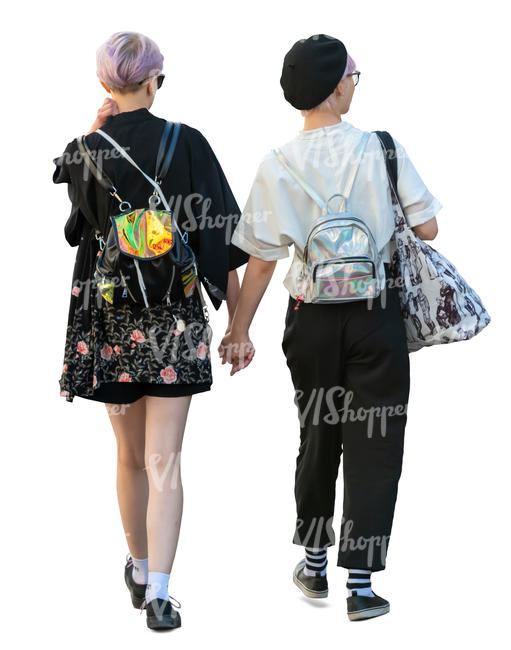 two women walking hand in hand