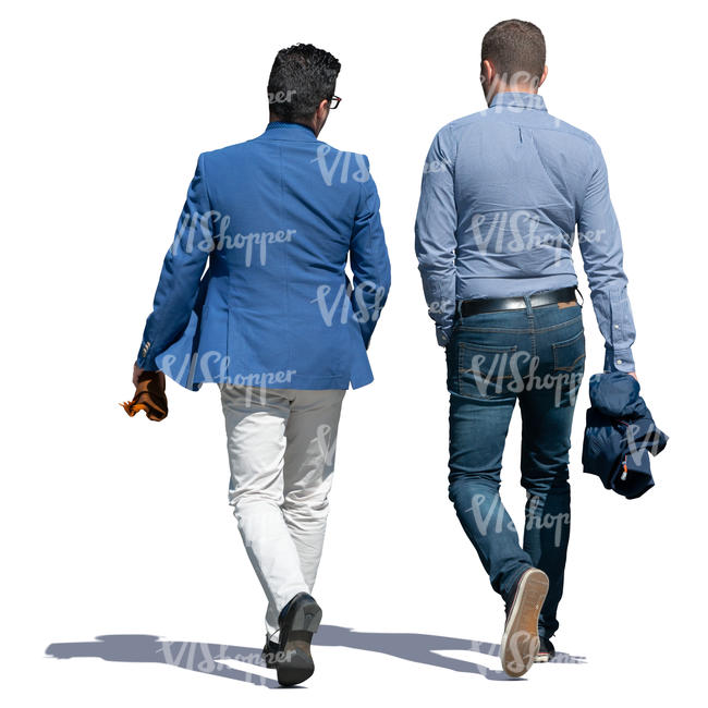 two men walking and talking