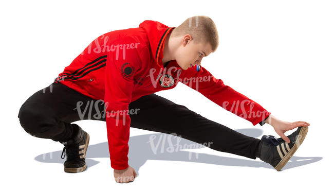 young man doing a stretching exercise