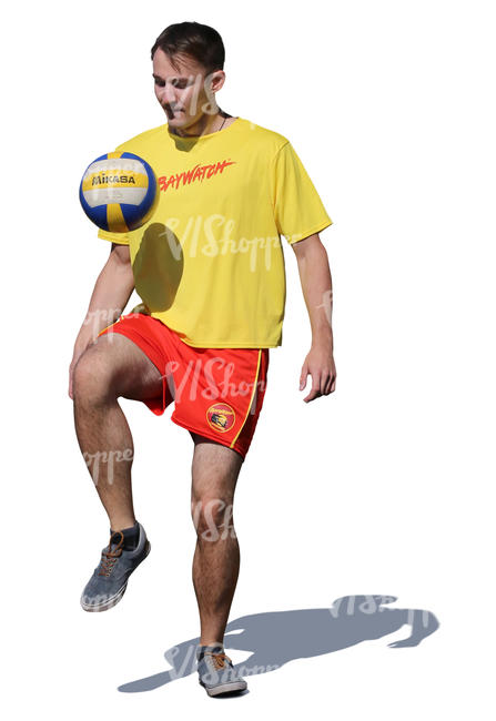 man playing with a football