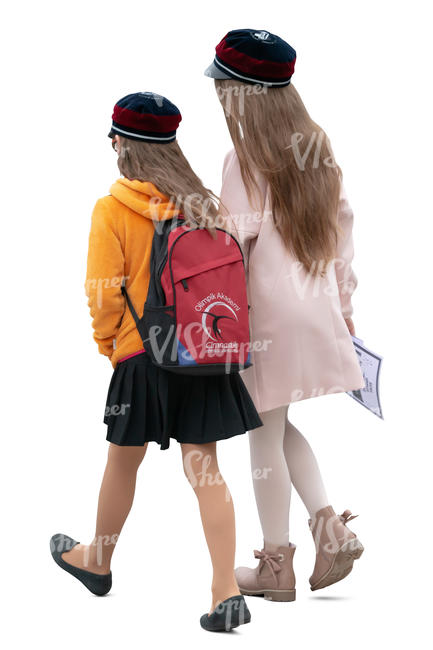 two schoolgirls walking