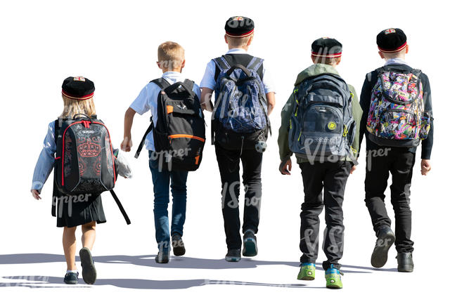 group of schoolchildren walking