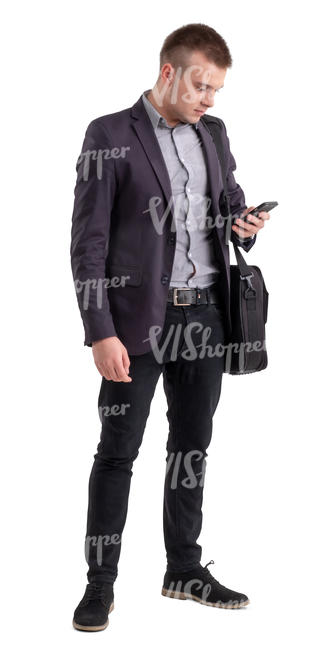 businessman with a laptop bag standing