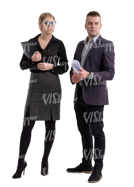 businessman and businesswoman standing