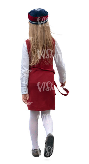 girl in a school uniform walking