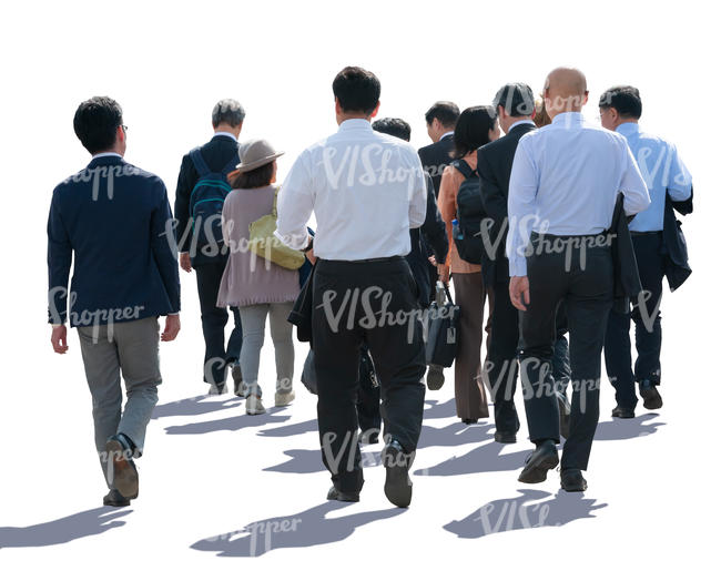 large group of businessmen walking