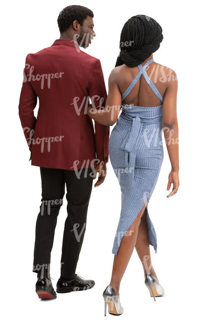 fancy black couple walking