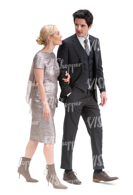 couple walking on a formal event