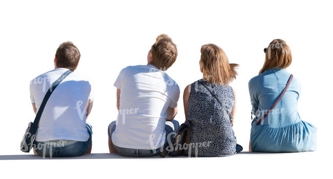 four people sitting seen from behind