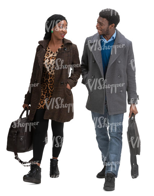 black man and woman walking and talking