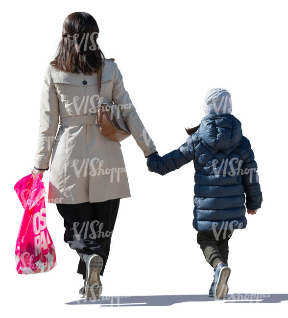 mother and daughter walking hand in hand