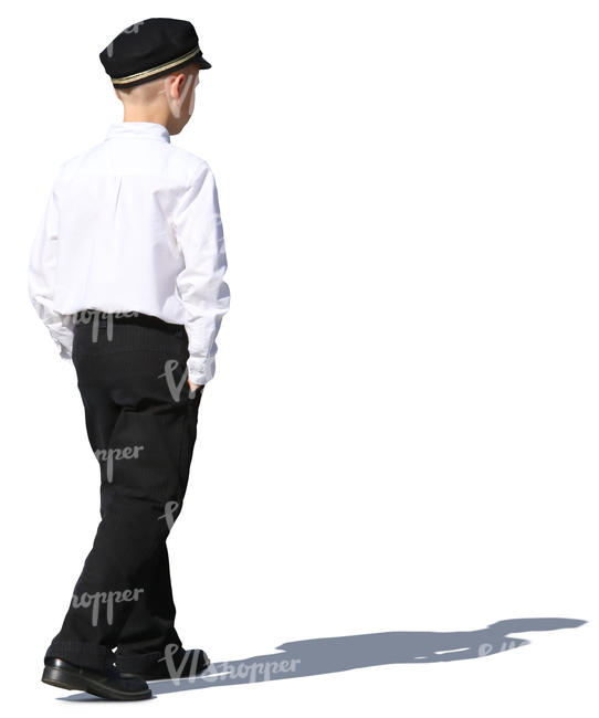 boy in a school uniform walking