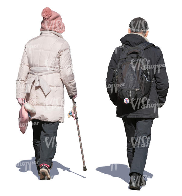two older people walking