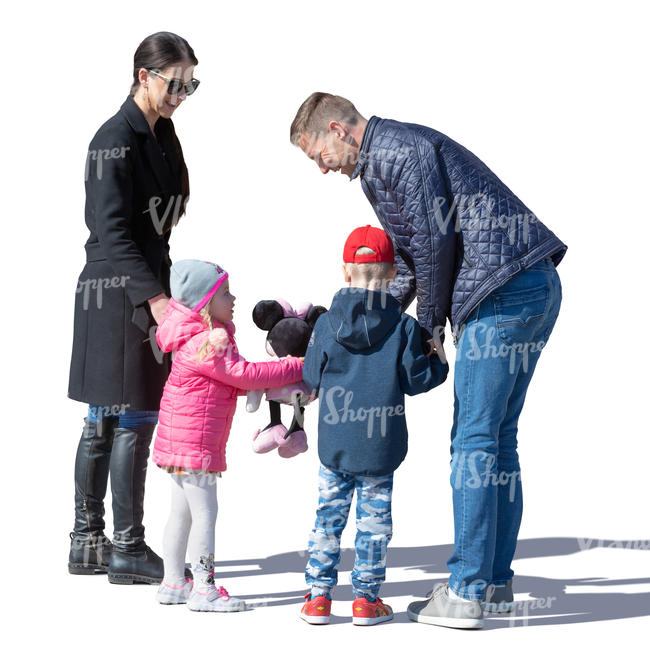 family of four standing