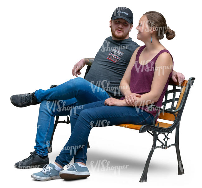 couple sitting on a bench and talking