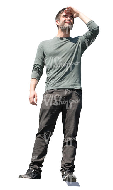 man standing on a balcony and looking into distance