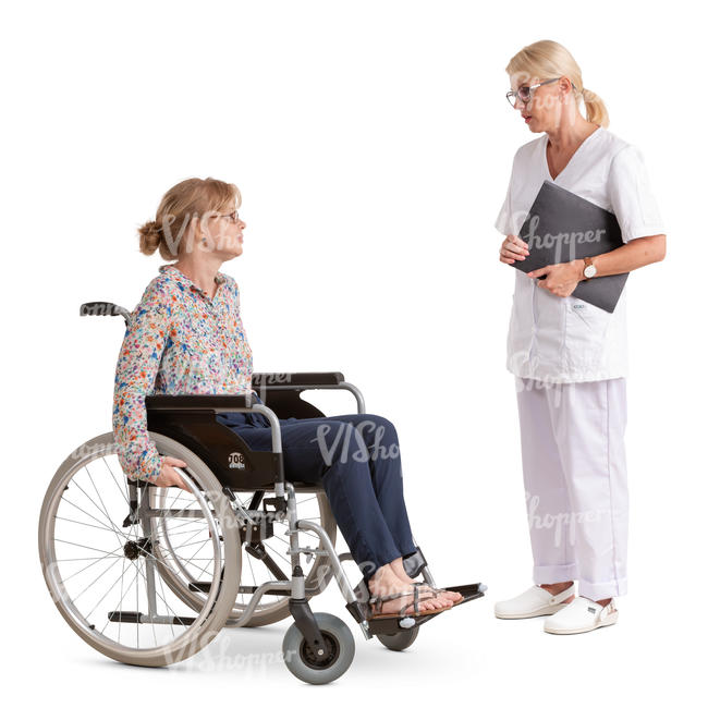 doctor talking to a patient in wheel chair