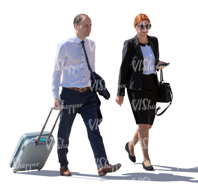 businessman and businesswoman walking