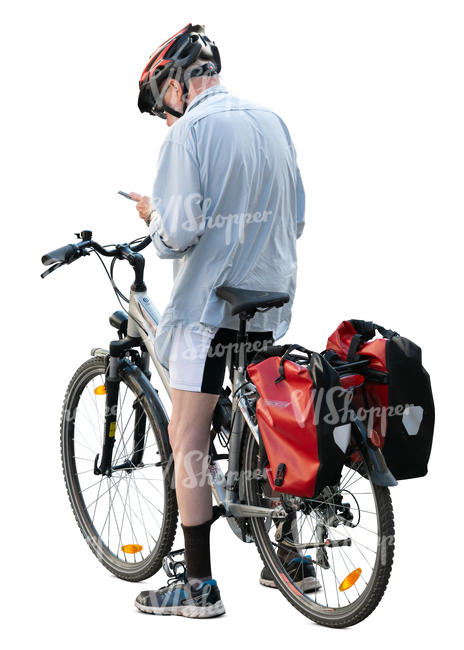 cyclist checking his phone