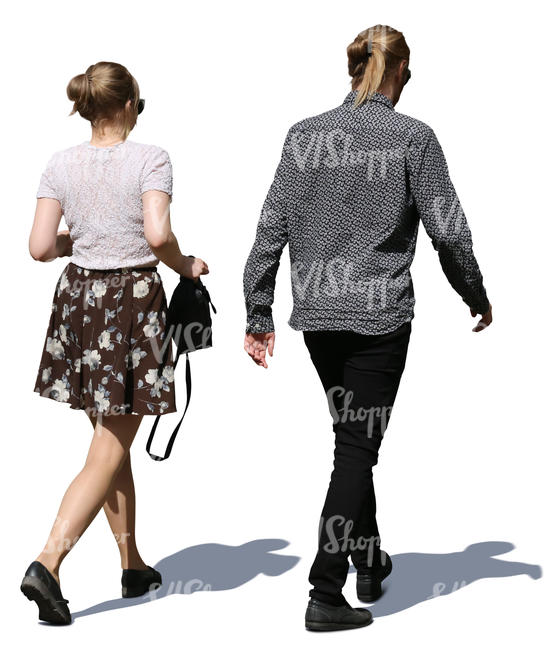 young man and woman walking together