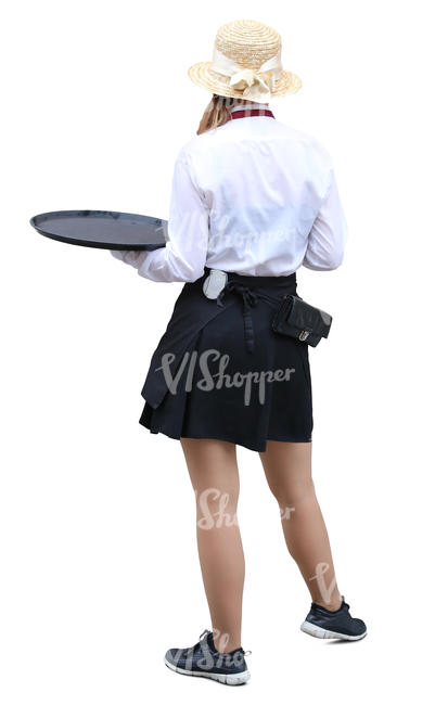 waitress in a street cafe standing