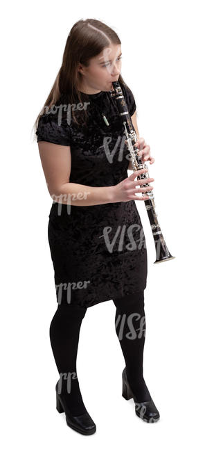 young woman playing clarinet