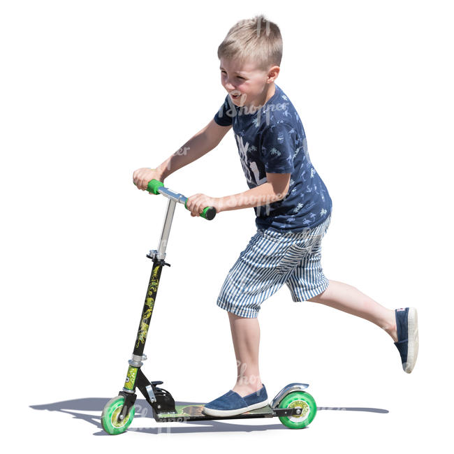 boy riding a scooter