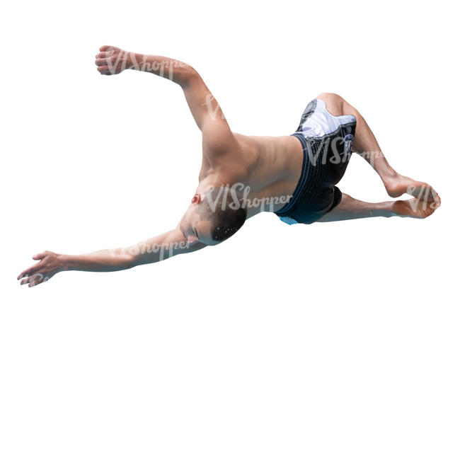 young man jumping in the pool