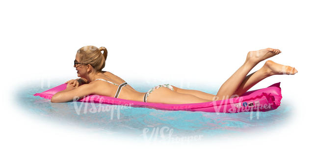 woman lying on the pool mattress