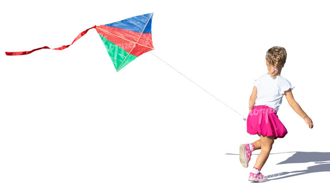 little girl running with a kite