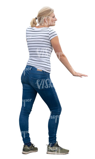 woman standing and leaning on a railing