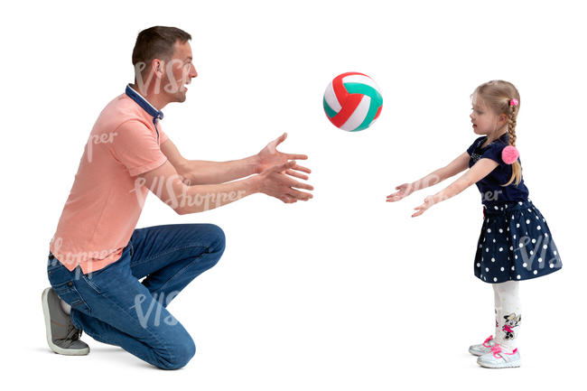 father and daughter playing with a ball