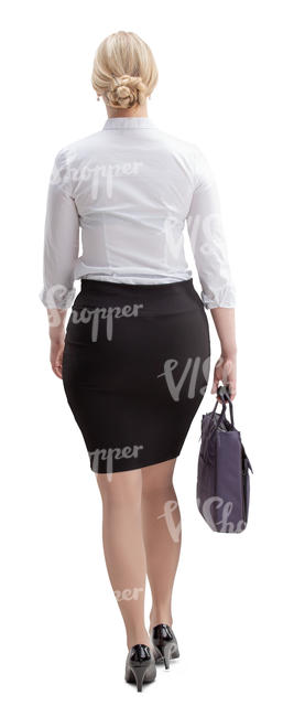 woman in an office walking