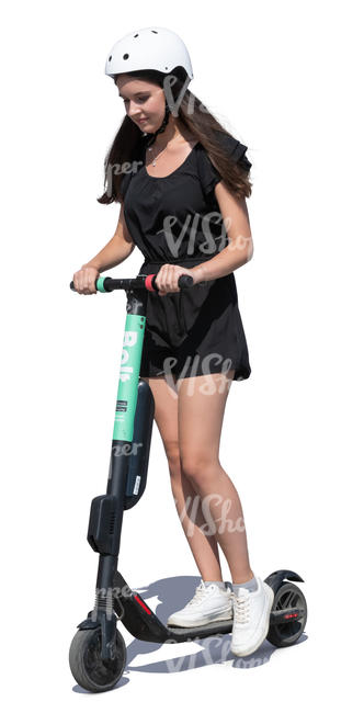 young woman riding an electrical scooter