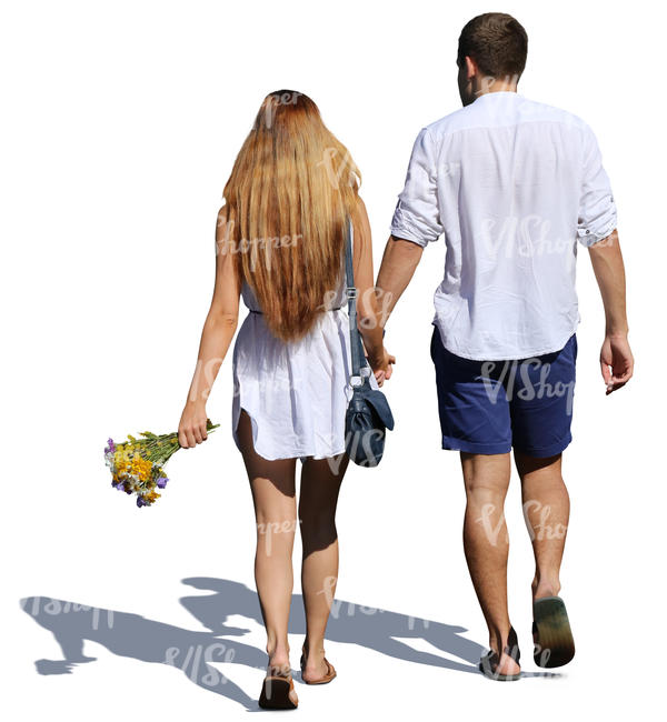 couple walking hand in hand in summertime