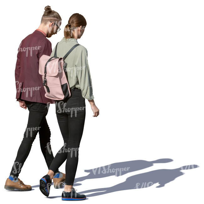 young man and woman walking together