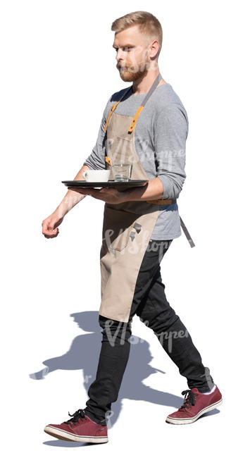 waiter walking with a tray